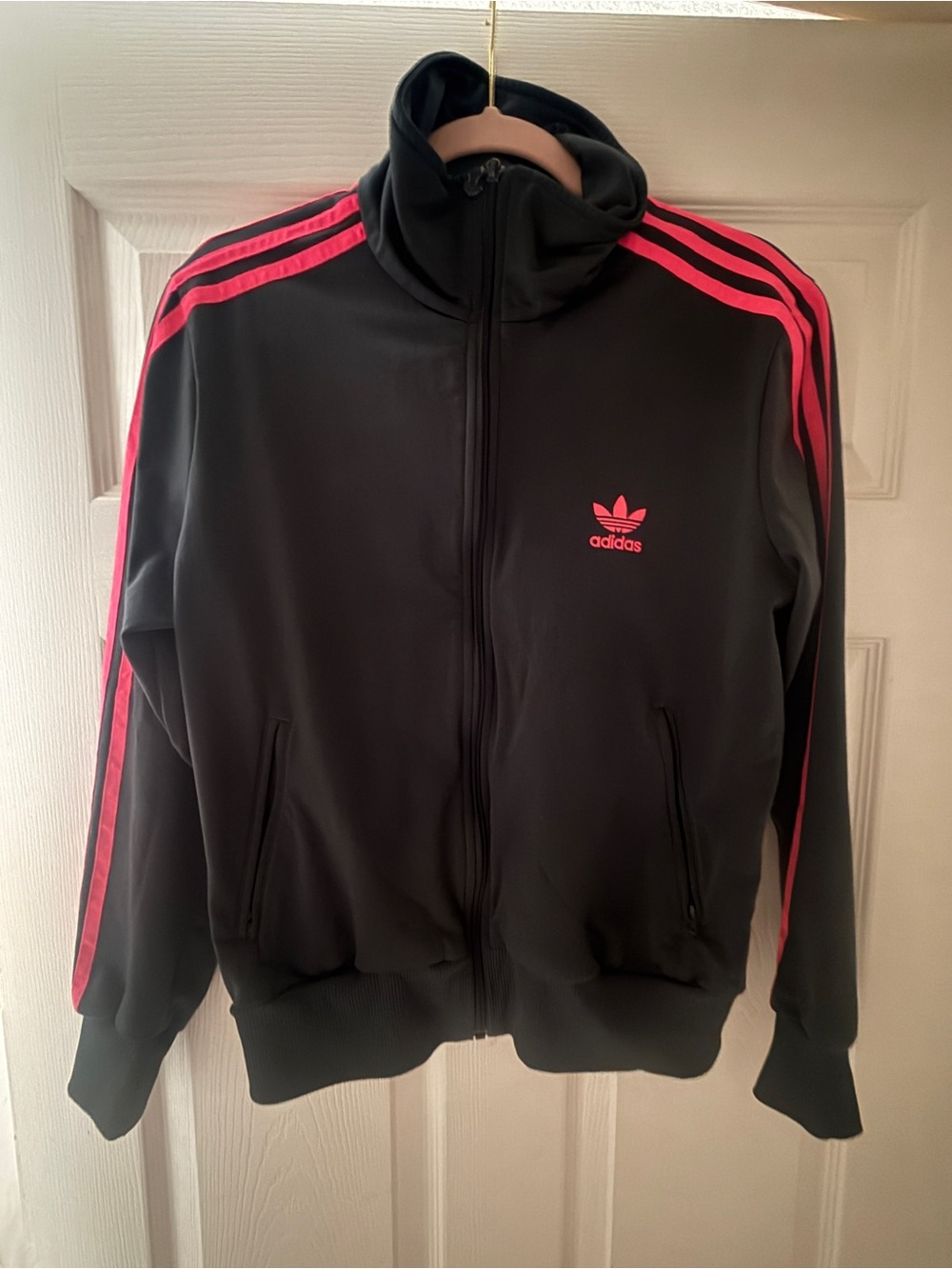 adidas Women's 2-Piece Tracksuit Sz S Black/Pink Striped Zip Jacket Pants Set